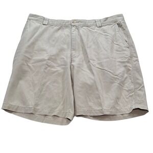 Tommy Bahama Mens Size 38 Khaki Flat Front Chino Shorts‎ Lyocell Cotton Blend